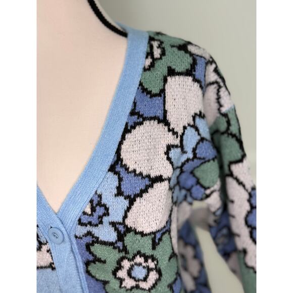 NWT Willow & Wind Blue Green Floral Recycled Yarn Cardigan (Size S) - Picture 15 of 15